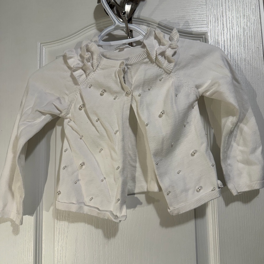 White Ruffled Cardigan for Kids
